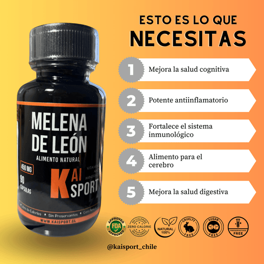 Melena de León - 3 meses de tratamiento + Guía de asesoramiento Gratis en PDF - 450Mg - Kai Sport