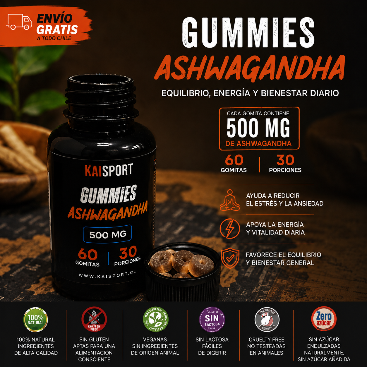 Baja las revoluciones y recupera tu calma — Gummies Ashwagandha