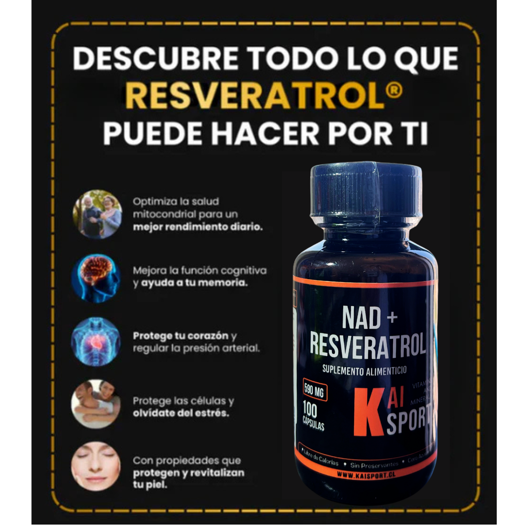 NAD + RESVERATROL - 100 Días de tratamiento 450Mg - Kai Sport