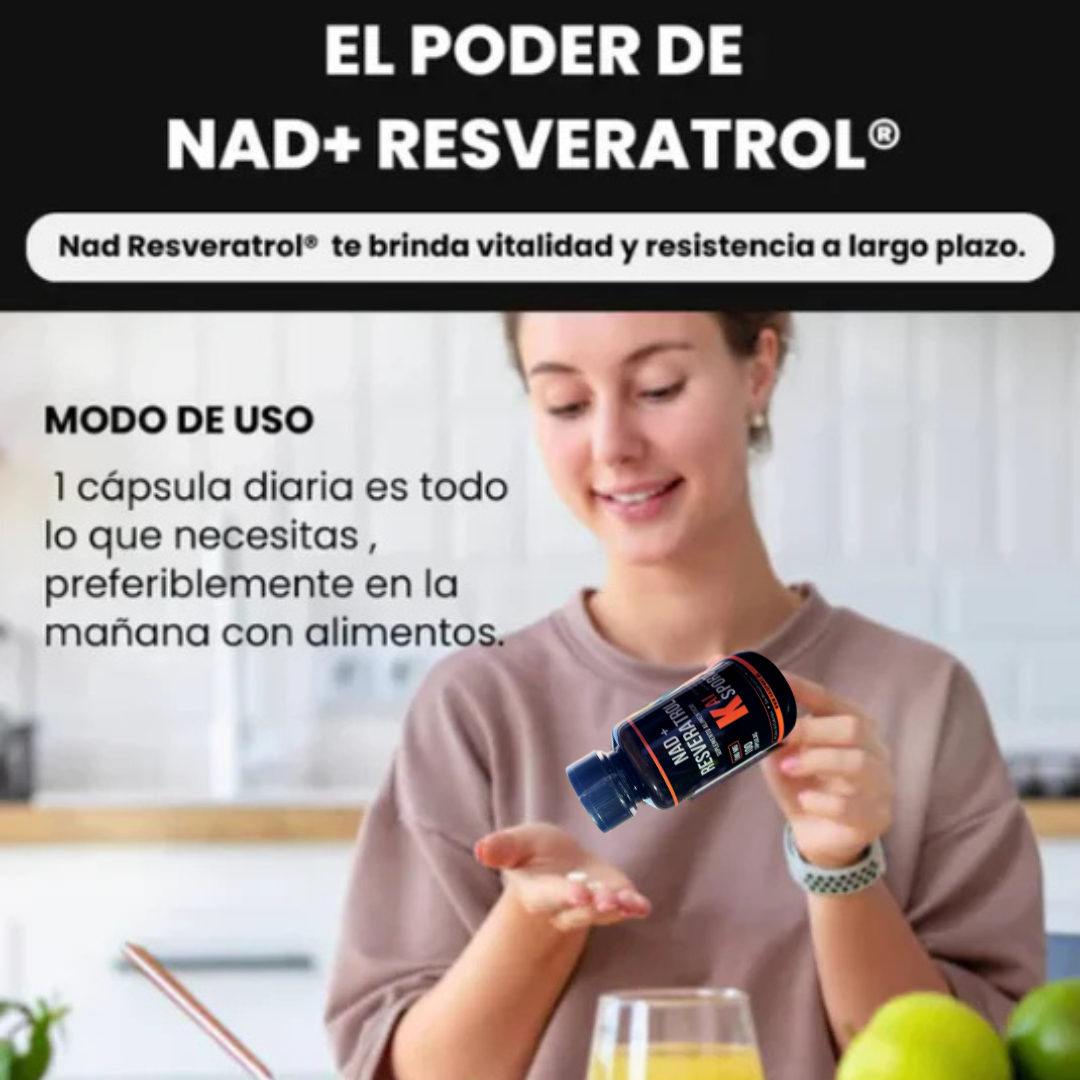 NAD + RESVERATROL - 100 Días de tratamiento 450Mg - Kai Sport