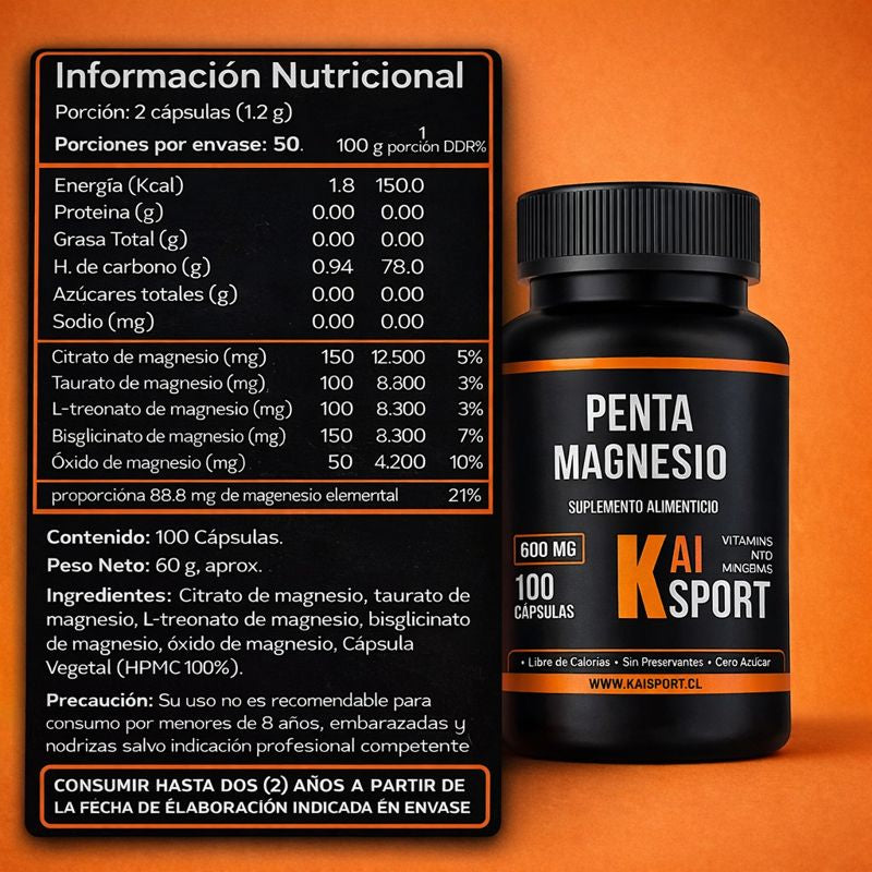 Penta Magnesio – Sueño Profundo, Recuperación Muscular y Calma Mental (100 cápsulas)