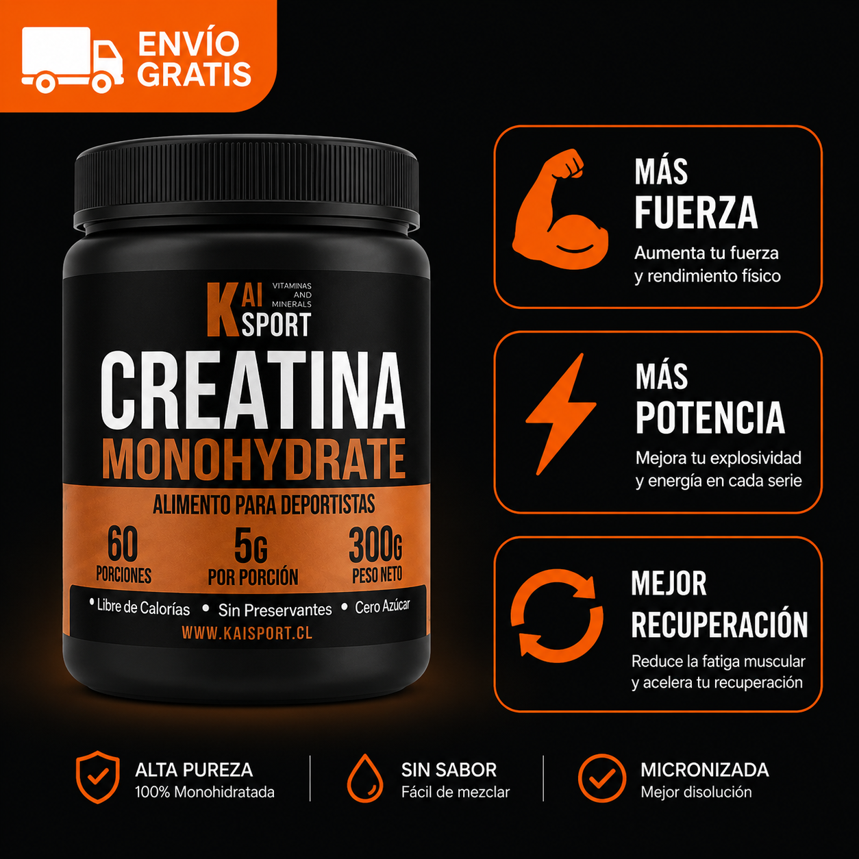 Creatina Monohidratada 300g – Rompe el estancamiento