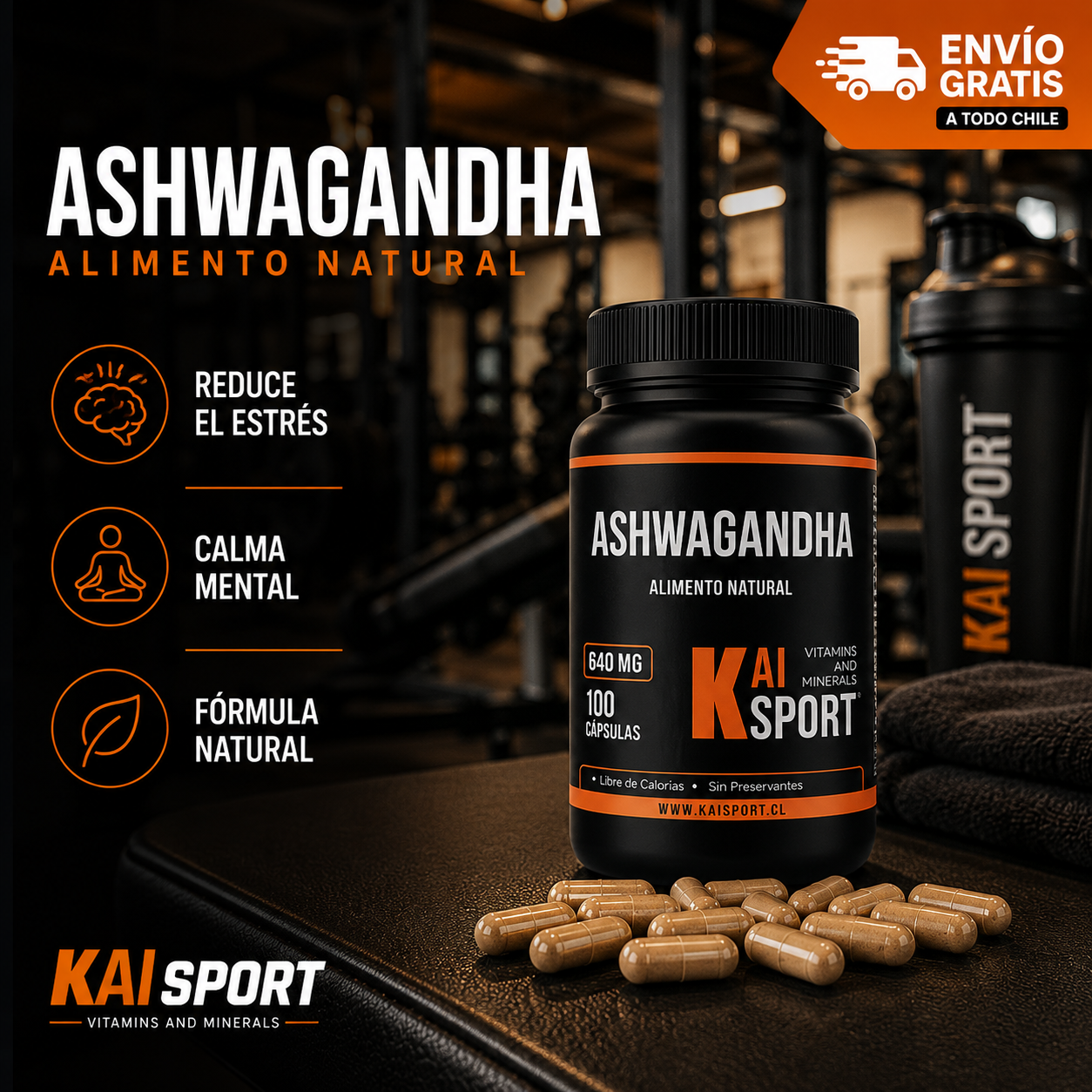 Menos estrés, más energía y enfoque - Ashwagandha 100 cápsulas