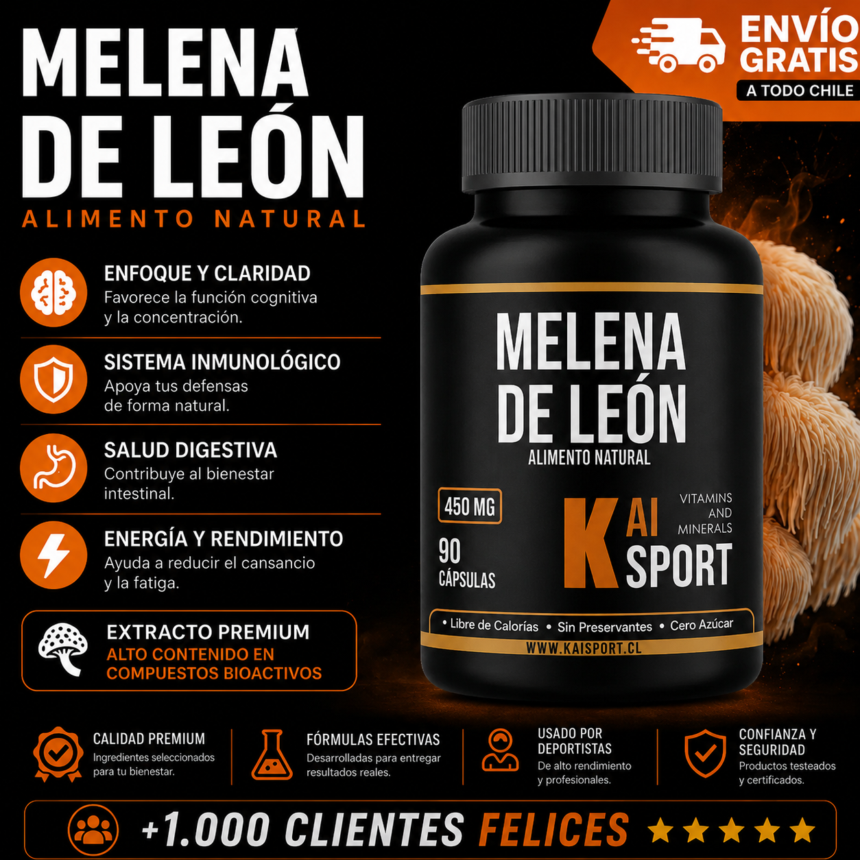 Melena de León – Más enfoque, Memoria y Productividad 450mg / 3 meses