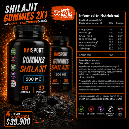Más Energía, Fuerza y Rendimiento - Gummies SHILAJIT 2X1
