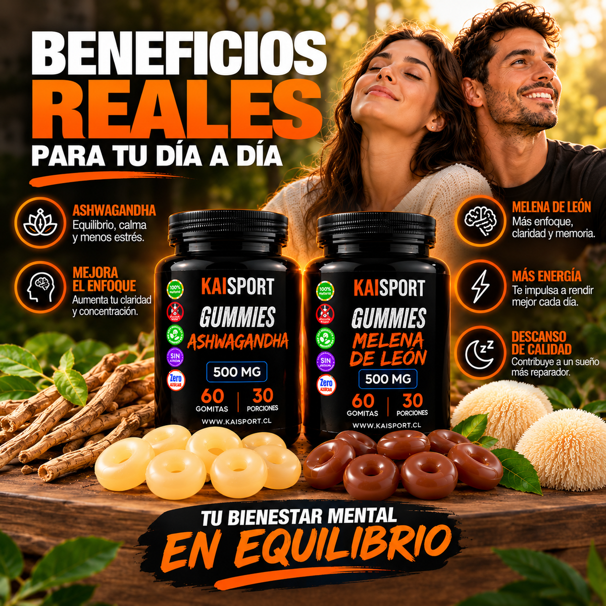 🌿 GUMMIES ASHWAGANDHA + MELENA DE LEÓN - Calma y Enfoque