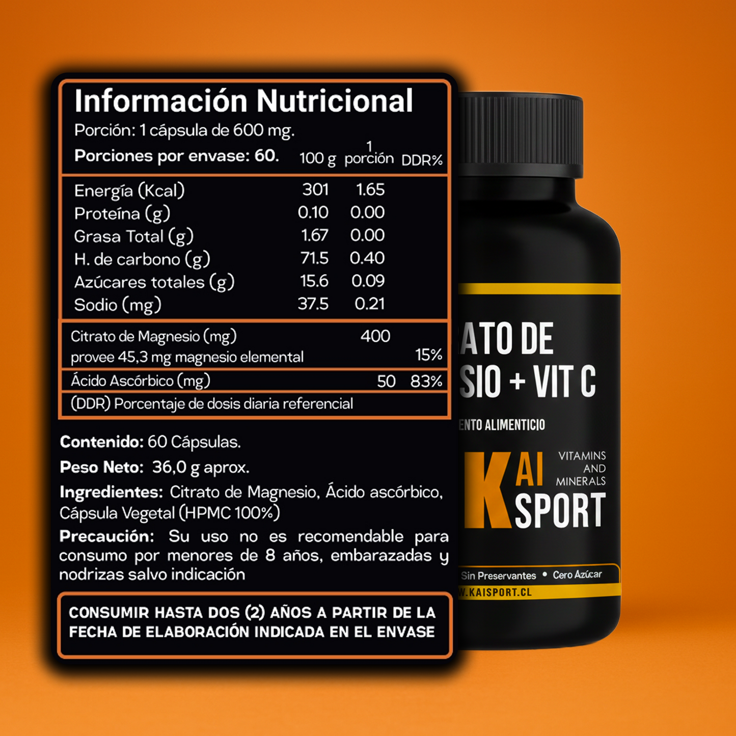 Citrato de Magnesio + Vitamina C + Guía de beneficios y modos de uso Gratis en PDF - 2 meses de Tratamiento 600Mg