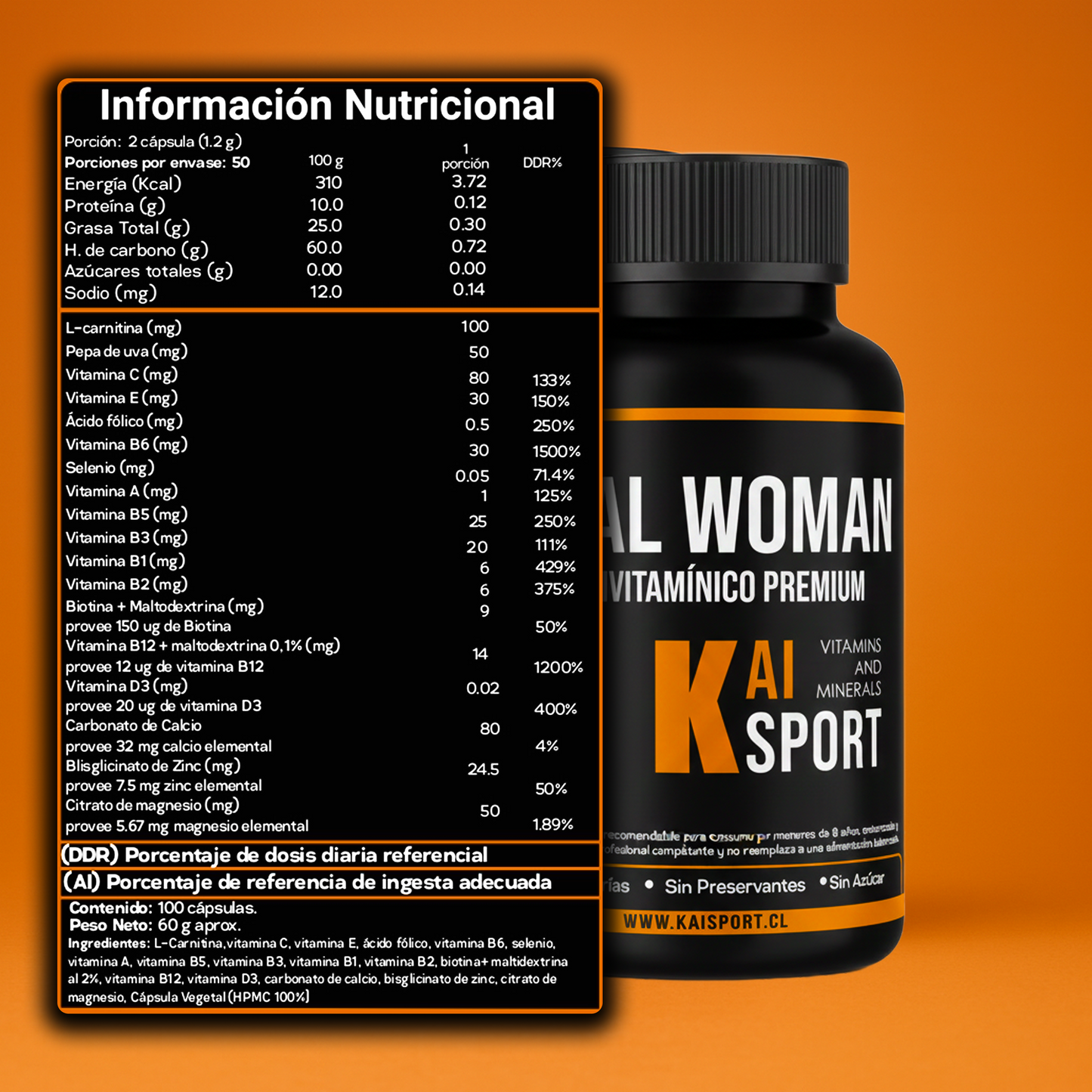 Vital Woman 100 cápsulas de 600mg + Guía de modo de uso y beneficios
