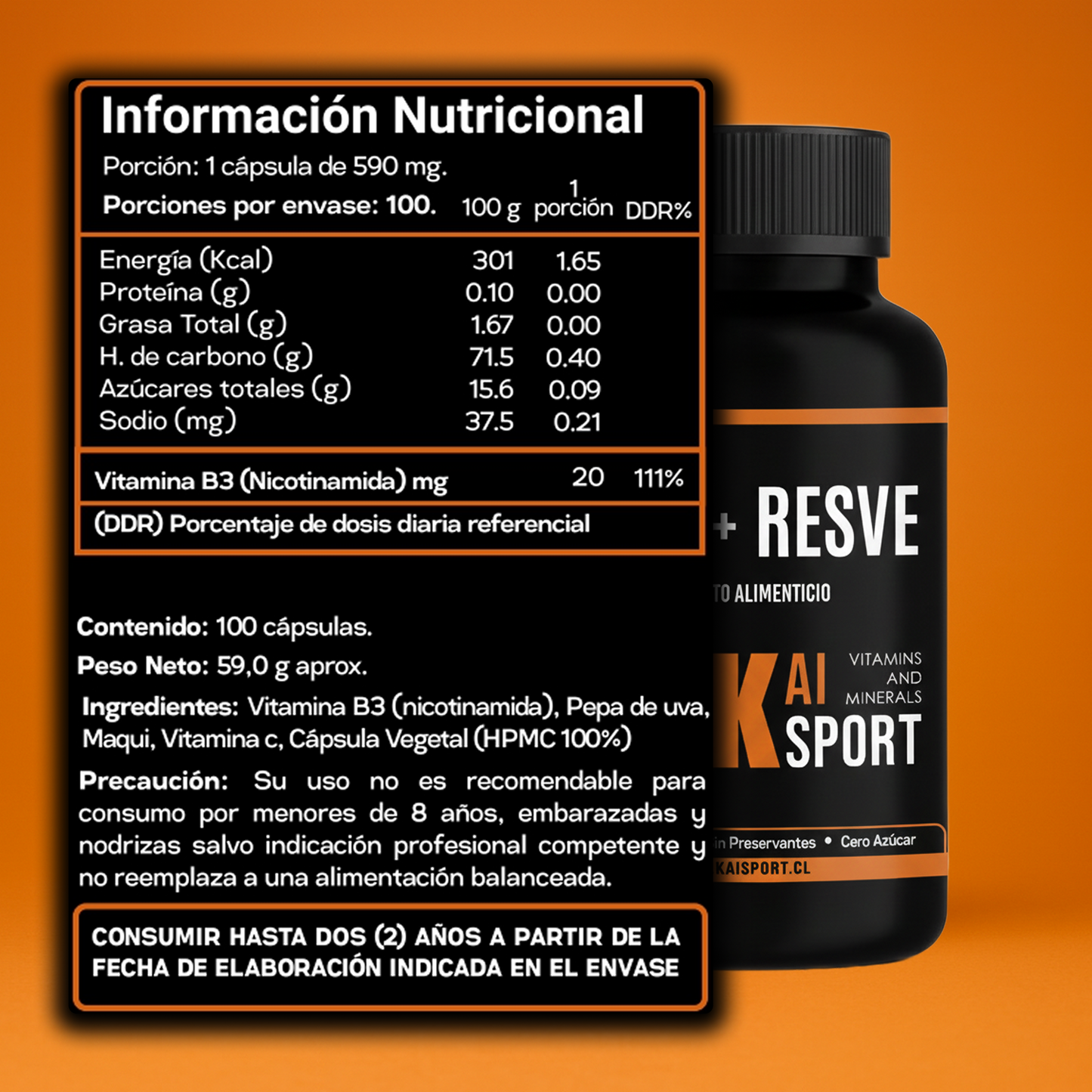 NAD + RESVERATROL - 100 Días de tratamiento 590Mg