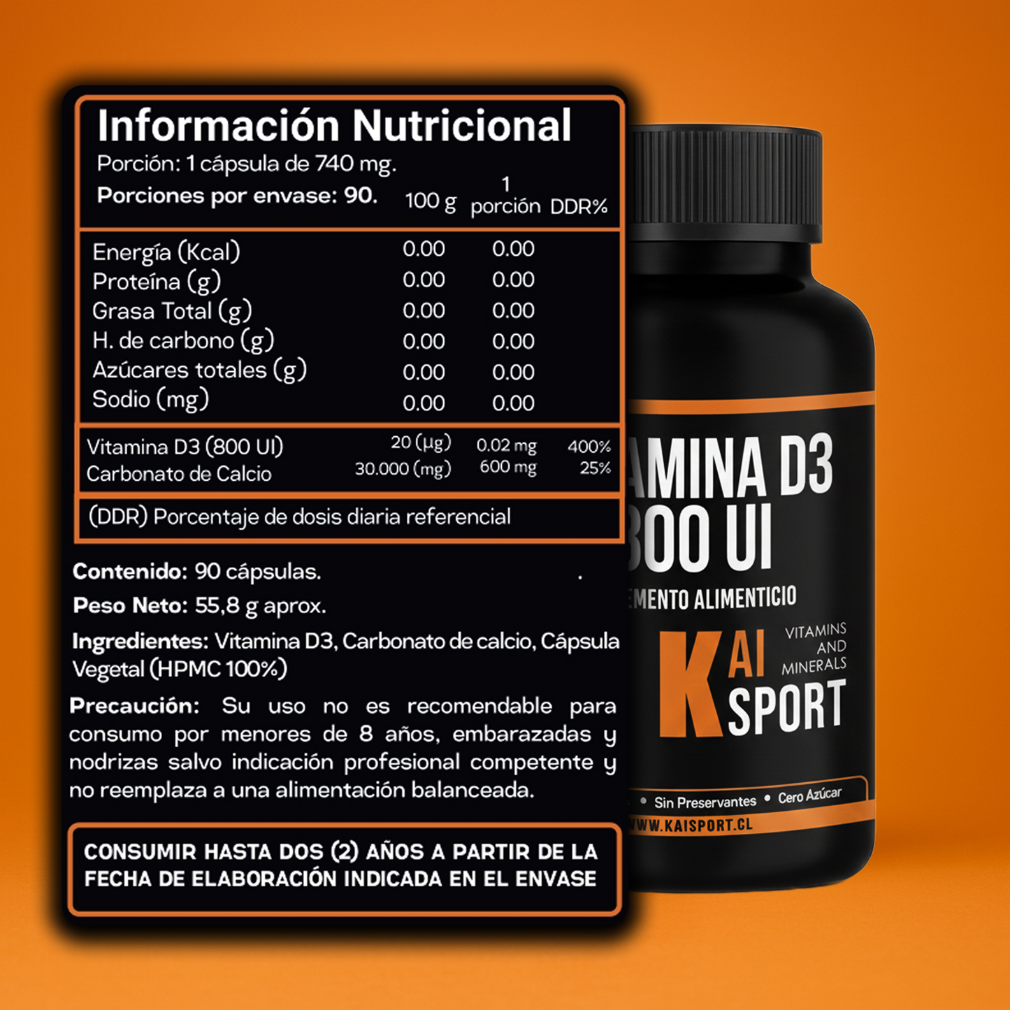 Vitamina D3 800 UI - 90 cápsulas