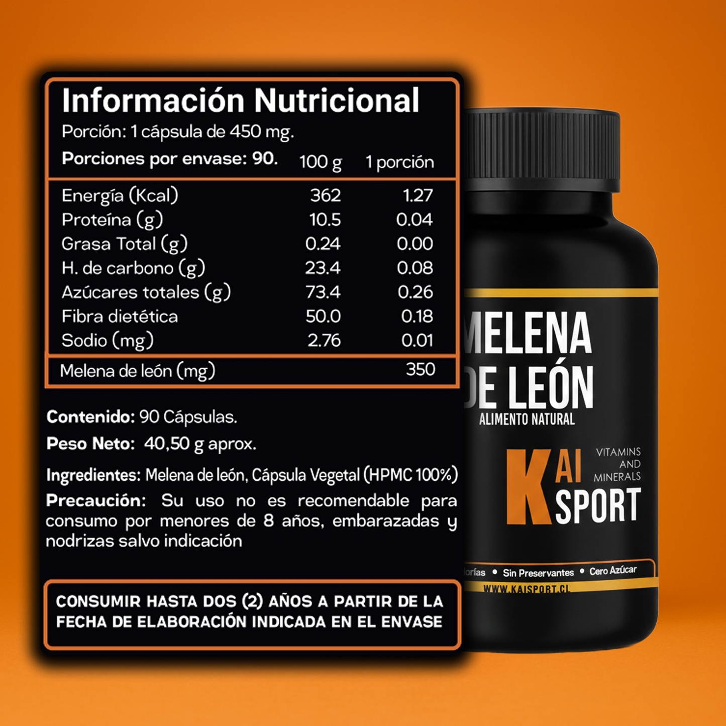 Melena de León - 3 meses de tratamiento + Guía de beneficios y modos de uso Gratis en PDF - 450Mg