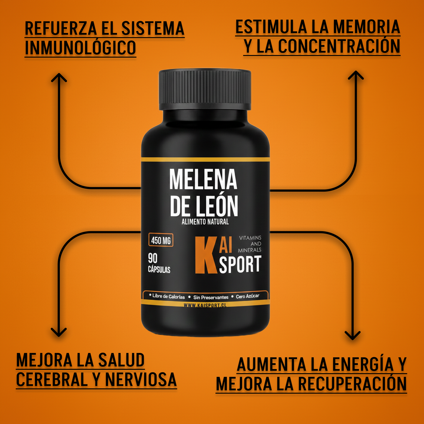 Melena de León - 3 meses de tratamiento + Guía de beneficios y modos de uso Gratis en PDF - 450Mg