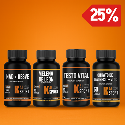 Pack Completo Testo vital + Nad con resveratrol + Melena de león + Citrato de Magnesio (regalo)