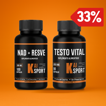Pack Dual Testo Vital + Nad con Resveratrol + Guía de modos de uso y beneficios