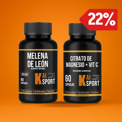 Pack Fuerza y Mente: Melena de León + Citrato de Magnesio con Vitamina C + PDF Gratis de sus Beneficios