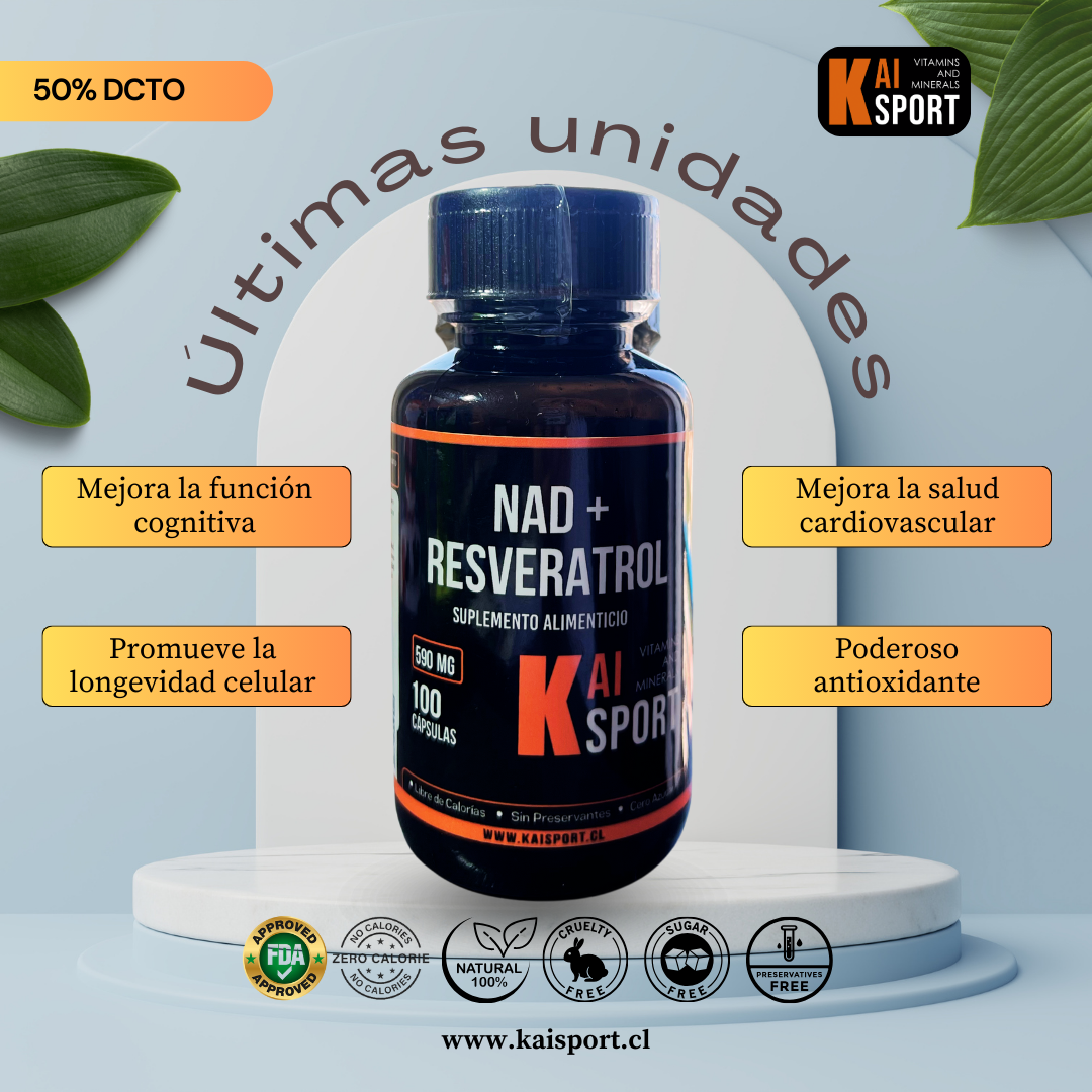 NAD + RESVERATROL - 100 Días de tratamiento 450Mg - Kai Sport