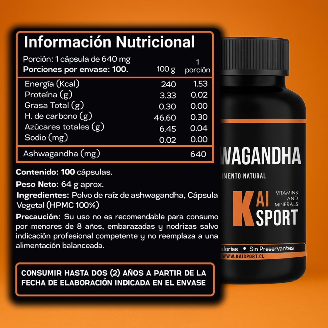 Menos estrés, más energía y enfoque - Ashwagandha 100 cápsulas