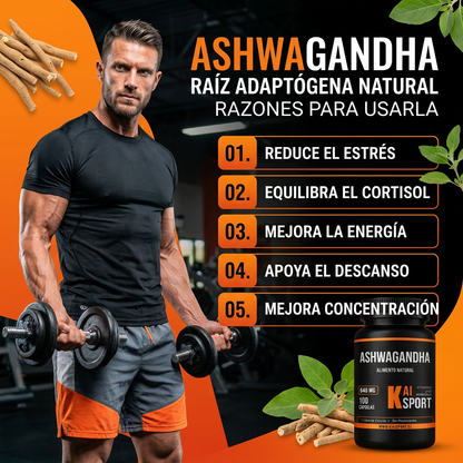 Menos estrés, más energía y enfoque - Ashwagandha 100 cápsulas
