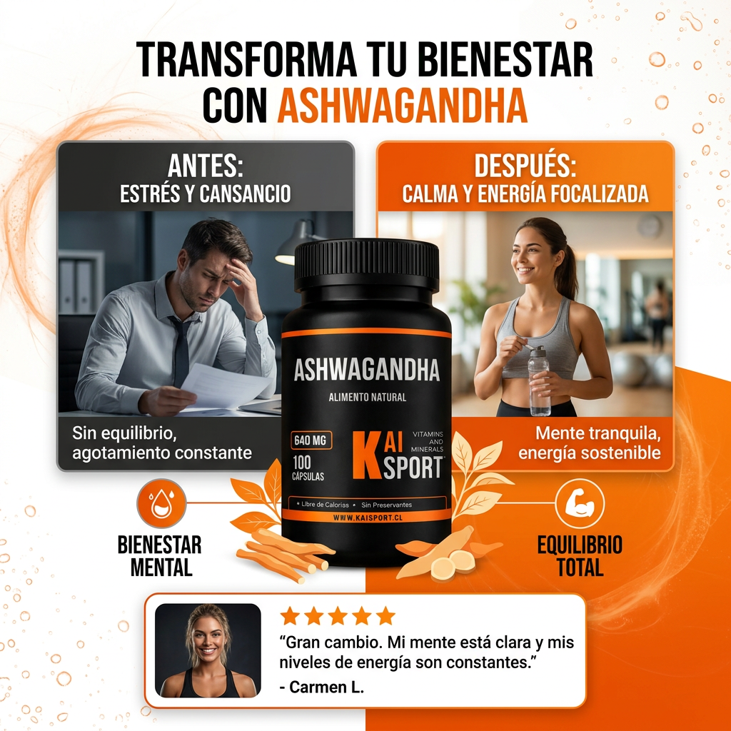 Menos estrés, más energía y enfoque - Ashwagandha 100 cápsulas